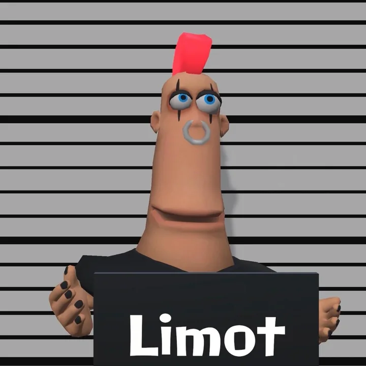Limot's mugshot: a red mohawk, a nose ring and black nail polish, holding a name board.